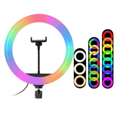 Aro Luz Rgb Led 26 Cm Blanco Frio + Soporte Para Celular
