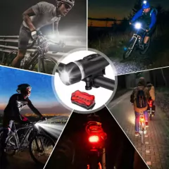 Juego De Luces Faro Y Linterna Led Para Bicicleta A Pilas - M&Q REGALOS