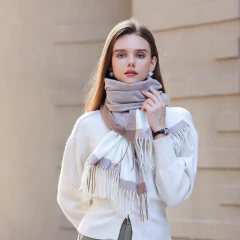 Imagen de Pashmina Chalina Bufanda Ruana Bicolor Mujer Frio Invierno Azul Único