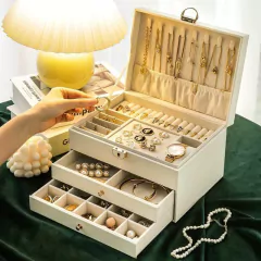 Alhajero Cofre Organizador De Joyas Aros Anillos 2 Cajones - comprar online