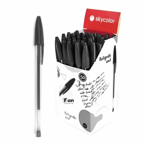 Kit Lapiceras Negra Azul Caja X50 Escolares