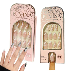 Imagen de Press On Nails Kit 24 Uñas Postizas Con Adhesivos Luvina