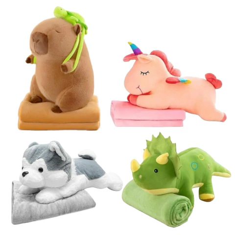 Set 3 En 1 Manta Polar Peluche Almohada Infantil Cobija