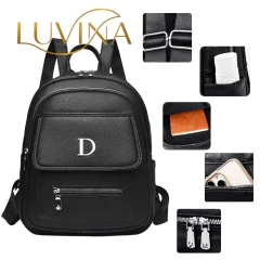 Mochila Eco Cuero Para Mujer Cierre Botón Multiusos Luvina en internet