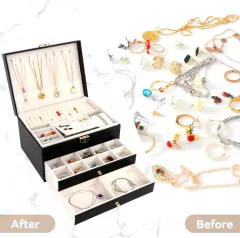 Alhajero Cofre Organizador De Joyas Aros Anillos 2 Cajones