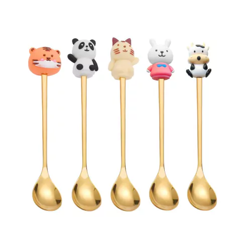 Pack X3 Cucharitas Para Te Miel Café Postre Animalito Dorado