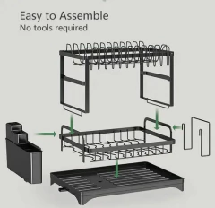 Escurridor De Platos 2 Niveles Porta Utensilios Con Drenaje - tienda online