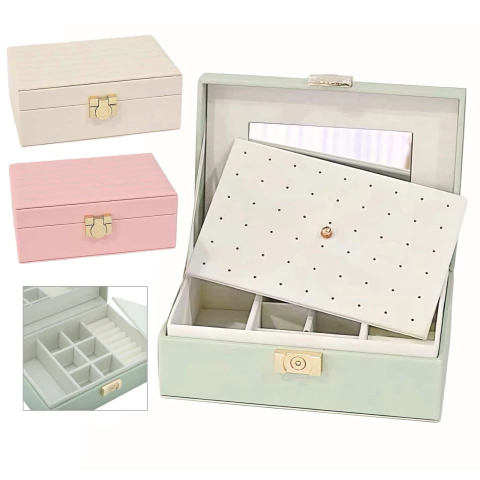 Alhajero Eco Cuero 8 Divisiones Espejo Organizador Luvina