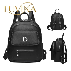 Mochila Eco Cuero Para Mujer Cierre Botón Multiusos Luvina - tienda online