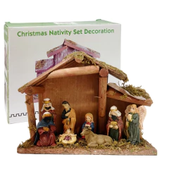 Pesebre Adorno Navidad Decoración 8 Piezas Luvina Madera - comprar online