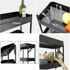 Carrito Organizador Baño Cocina 3 Estantes Plegable Mueble