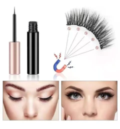 Imagen de Pestañas 3 Pares Magnéticas + Delineador C/iman Y Aplicador