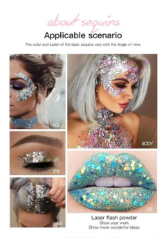 X5 Sombra Brillo Glitter Gel Festival Para Corporal Facial en internet