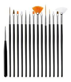 Set 15 Pinceles Nail Art Decoracion Uñas Esculpidas - M&Q REGALOS