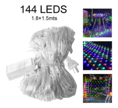 144 Luces Led Luz Multicolor 1,50 X 1,50m Red Enchufe - comprar online