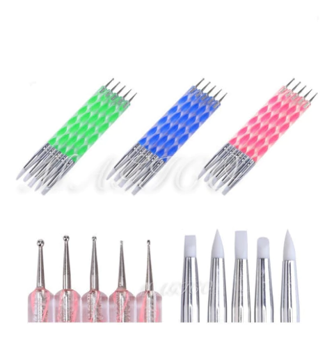 Set X5 Dotting Pincel De Silicona Mediano Modelado Esculpido