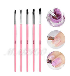 Set X5 Pinceles Angular Deco Uñas Esculpidas Gelificadas