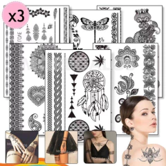 X3 Tatuajes Temporales Tattoos Autoadhesivos Varios Diseños