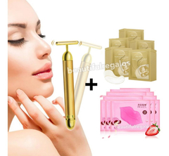 Kit Masajeador Antiarrugas 3d Mascarillas Para Ojos Y Labios