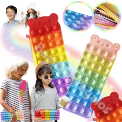Cartuchera Pop It Osito Multicolor Silicona Antiestrés