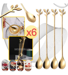 Set X 6 Cucharitas Café Postre Acero Inoxidable Mango Largo
