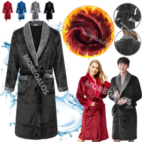 Bata Microfibra Flannel Suave Unisex Térmicas Abrigadas