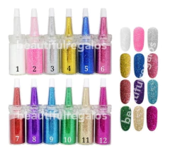 Kit Polvo X12 Glitter Paris Night Strass Decoración Uñas - comprar online