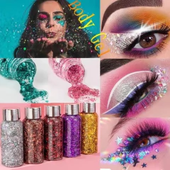 X5 Sombra Brillo Glitter Gel Festival Para Corporal Facial - comprar online