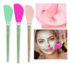 Brocha Con Piedra Facial Pincel Silicona Aplica Mascarilla