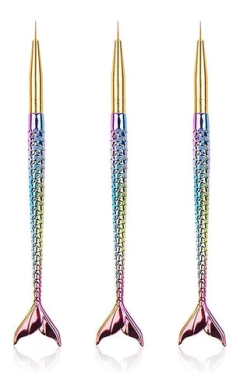 Set X3 Pinceles Linners Mango Sirena Nail Art Deco Uñas