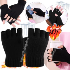 Guantes Medio Dedo Cortos Hombre Mujer Unisex Frio Invierno