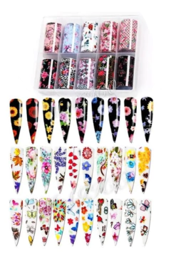 Set De Papel Foil X10 Diseños Surtidos Para Uñas Decoracion