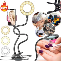 Lampara Led Usb Aro De Luz 3 Tonos P/ Manicura Con Broche