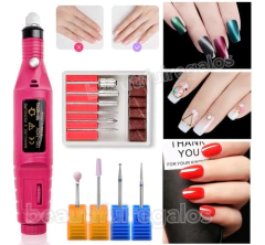 Kit Torno + 10 Fresas Para Manicuria Rusa Uñas Esculpidas
