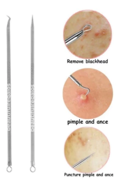 Extractor Acne X2 Espinilla Limpia Sacacomedon Recta Y Curva
