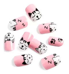 X12 Uñas Postiza Para Niñas Infantil Con Pegamento Estampada en internet