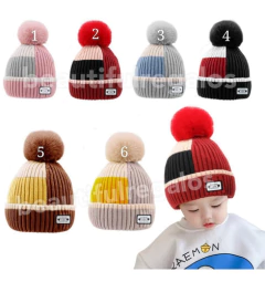 Gorro Pompón De Lana Niños Chicos Interior Polar Invierno