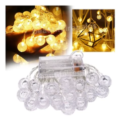 Luces Bolitas 20 Led Guirnalda Calida 3 Mts A Pilas Transpar