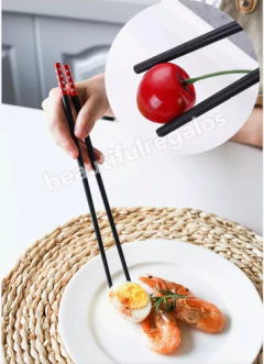 Pack 5 Pares Palitos Chinos Sushi Negros Reutilizable - M&Q REGALOS