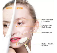Rodillo Con Gua Sha Piedra Jade Masajeador Facial Corporal en internet