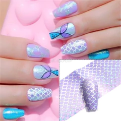 10 Papel Foil Cola De Sirena Escamas Para Decoración De Uñas