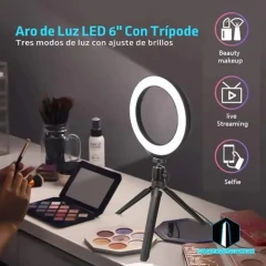 Aro De Luz Led 16cm Profesional Foto Video 3 Luces + Tripode