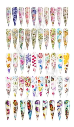 Set De Papel Foil X10 Diseños Surtidos Para Uñas Decoracion en internet