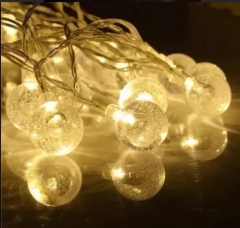 Luces Bolitas 28 Led Guirnalda Calida 5 Mts A Pilas Transpar - M&Q REGALOS