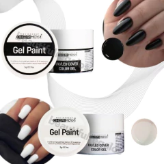 Gel Paint Uv/ Led Negro Blanco Cherimoya Uñas Esculpidas