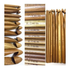 Agujas De Crochet De Bambu X 12 Unidades Tejer Madera en internet