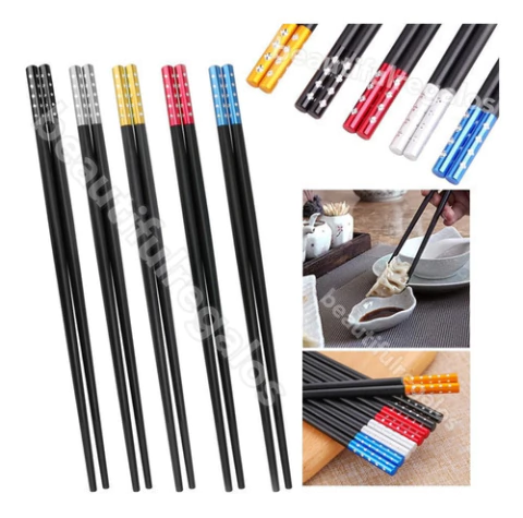 Pack 5 Pares Palitos Chinos Sushi Negros Reutilizable