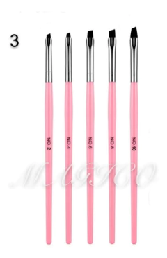 Set X5 Pinceles Angular Deco Uñas Esculpidas Gelificadas - comprar online