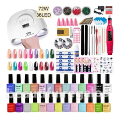 Super Kit X51 Cabina 72w Torno Uñas Esculpidas Decoración