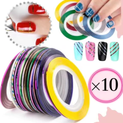 10 Rollos Cintas Decoración De Uñas Metalizados Nail Art